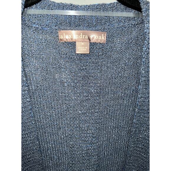 Alexander + Oak navy blue open front knit cardigan sweater women’s size M NWT - Picture 2 of 5